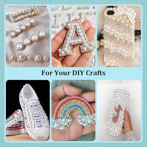 Image of 4 Boxes Flatback Pearls for Crafting, Flatback Beige Half Round Pearls 3-10mm with Pickup Pencil and Tweezer for Home DIY and Professional Nail Art, Face Makeup and Craft