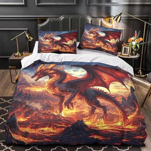 Linge de Lit Dragon de Feu 3D en Microfibre Premium de Haute Densité - 2