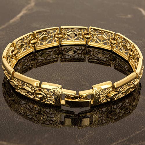 Lifetime Jewelry Filigree Bracelet For Women And Men 24K Real Gold Plated Charm (Gold, 8) #TOP2