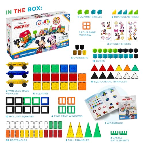 Tytan Disney Junior Mickey Mouse Jumbo Train Set — 112-Piece Magnetic Tiles with Vehicles — view 3