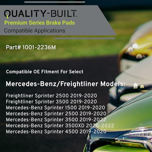 Image of QUALITY-BUILT Rear Semi-Metallic Brake Pads, Premium 1001-2236M, Compatible with 2019-2022 Freightliner /Mercedes-Benz (Sprinter 1500,Sprinter 2500,Sprinter 3500,Sprinter 3500XD,Sprinter 4500)
