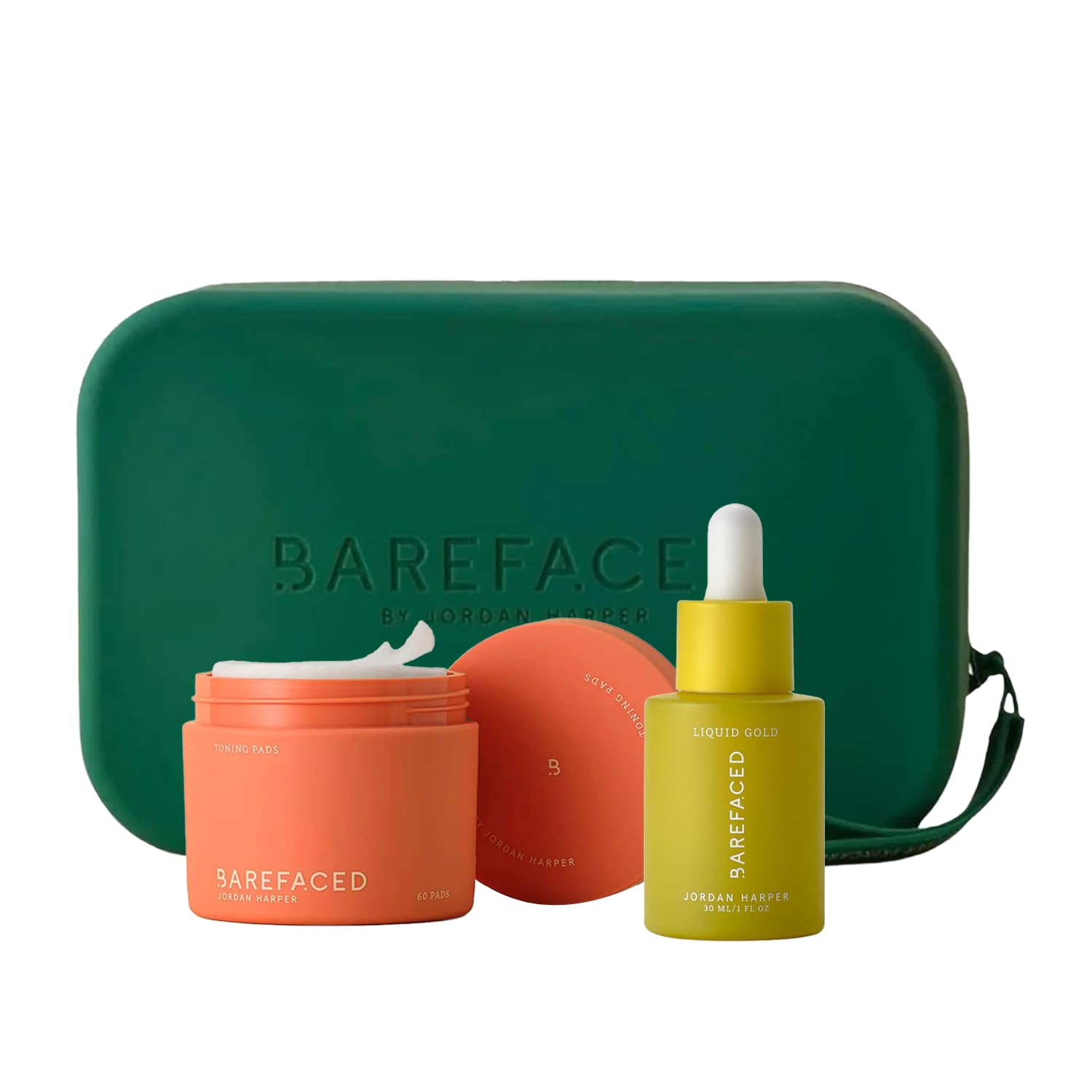 Barefaced Welcome Kit - Toning Pads, Liquid Gold, Silicone Pouch Bundle - Everyday Skincare Starter Set for Brighter, Healthier Skin
