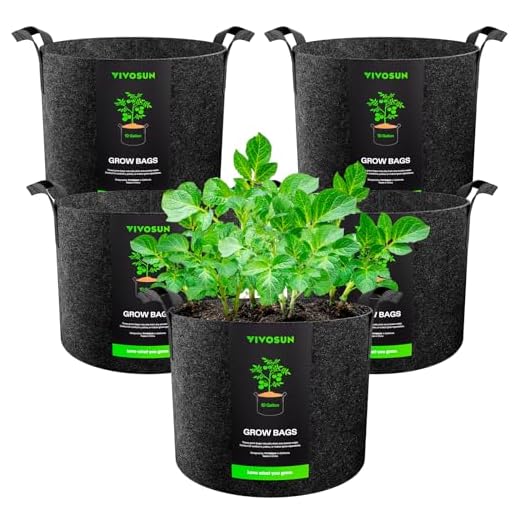 VIVOSUN 5-Pack 10 Gallon Plant Grow Bags, Heavy Duty Thickened Nonwoven Fabric Pots with Handles