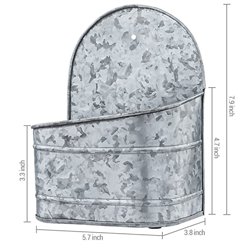 Mygift Rustic Galvanized Silver Metal Hanging Indoor Wall Planter With Angled Edge, Wall Mounted Succulent Plant Pot, Set Of 2 - Handmade In India #TOP4