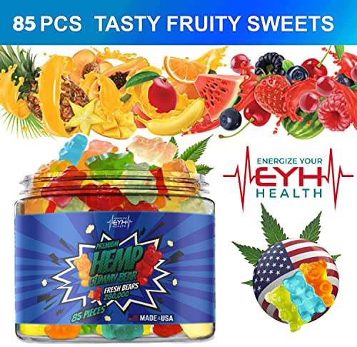 Premium Hemp Gummies Natural Hemp Candy Fruity Bears-Great for Relax, Party, Calm, Sleep, Discomfort, Knees, Back-Party Candy-Made In USA-85 Pieces - Image 5