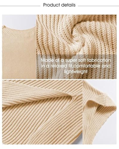Rotateepic Loose-Fit Crewneck Knit Pullover Top, Short Sleeve Womens Causal Tunic Tops Lightweight Summer Sweaters2