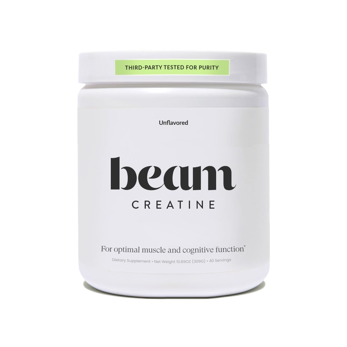 BEAM Creatine Monohydrate Powder – 5g Micronized Creatine Monohydrate, Third Party Tested Creatine for Women & Men, Muscle Strength, Growth, Recovery & Cognitive Support, Unflavored, 60 Servings