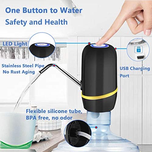 Electric Water Bottle Pump, USB Charging Automatic Drinking Water Dispenser, 30 Days Battery Life, Portable Water Bottle Switch for Universal 2-5 Gallon Bottle, For Home, Office, Travel, Camping