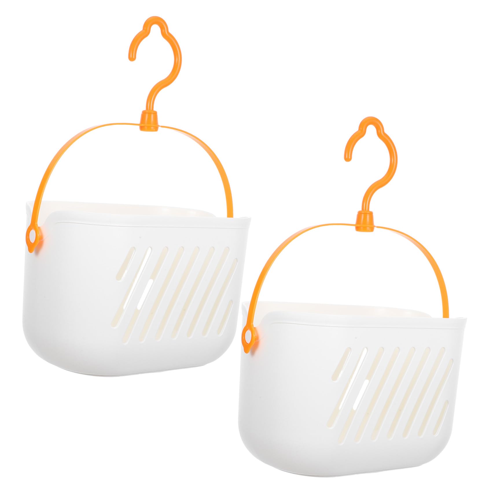 Unomor 2pcs Plastic Hanging Shower Basket with Hook Multi-functional Bathroom Storage Organizer for Home Dorm Kitchen Toilet Sturdy