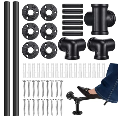 Zonon 4 ft Bar Foot Rail Kit, Matte Black Industrial Pipe Railing for Bar