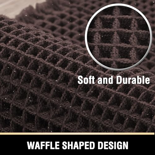 H.VERSAILTEX Upgraded Waffle Bath Mat Super Absorbent Non Slip Bath Rugs for Beside Tub, 17" x 24", Chocolate