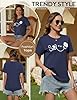 HEEKPEK Women T-Shirt Tops for Ladies Sunflower Daisy Smile Graphic T Shirt Short Sleeve Cotton Crew Neck Shirts Casual Loose Blouse Printed Tee Summer Tops (Navy Blue-D, XXL) #5