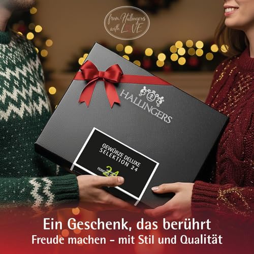 Foto von Hallingers Genuss Manufaktur Gewürze Geschenkset – 24 Premium Gewürze aus aller Welt, edle Geschenkbox, handgemacht, ideale Geschenkidee für Männer & Frauen, zum Geburtstag Advent & auch Weihnachten