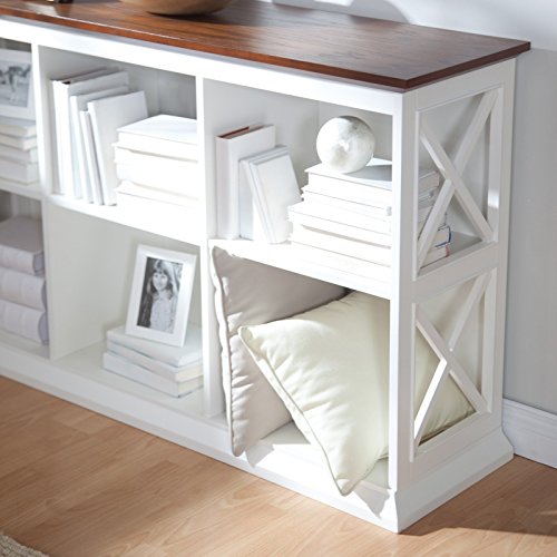 Belham Living Hampton Console Table 2 Shelf Bookcase, White/Oak - Thumbnail 2