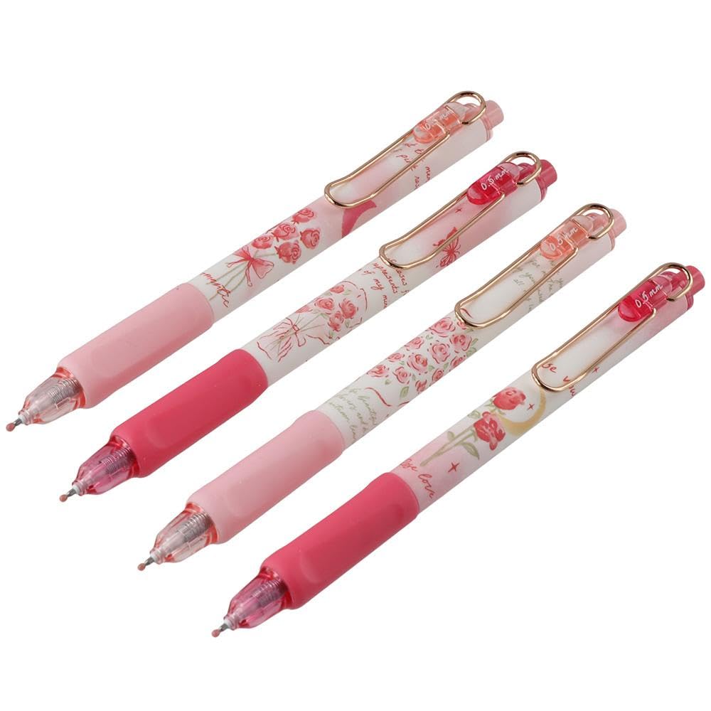 Risedot 4PCS 0.5mm Gel Pen Pink Plastic Black Refill Pen Gift Neutral Pen Office - Image 4