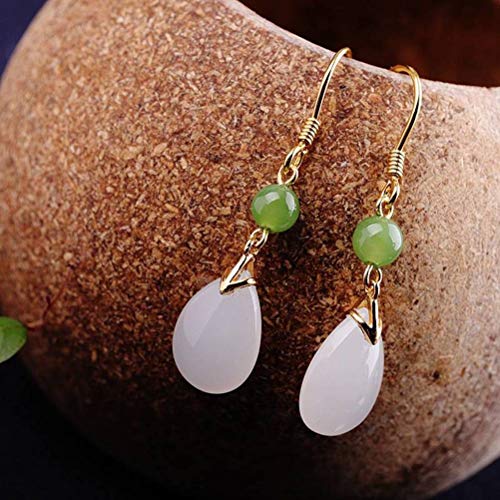 Boucles d'oreilles néphrite style ethnique goutte d'eau chic pour femme - 4