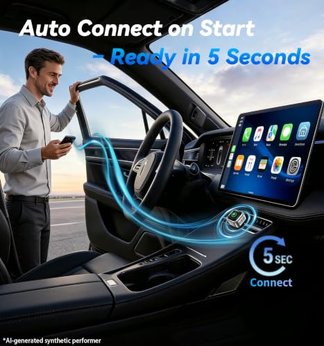 2026 Upgraded Wireless CarPlay Adapter with Buttons for Privacy Call & Two-Phone Fast Switch, Aluminum Cooling, Dual-Band WiFi, Mini Cable-Free, Compatible with Apple iPhone & Android Auto, Gray - image 6