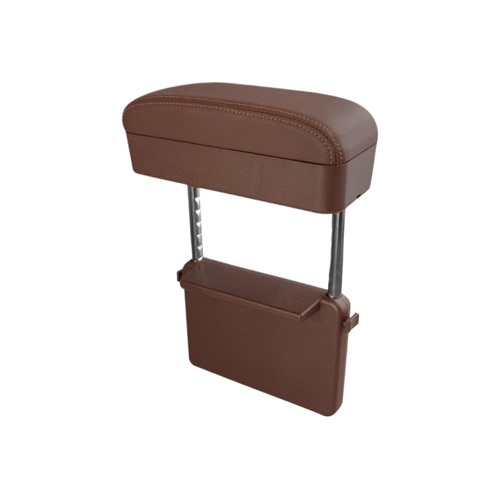 POZMNGTI Armrest Compartment Car Armrest Box Seat Seam Storage Box PU Leather Elbow Support Pad Adjustable Height Universal Armrest Box Organizer(BROWN)