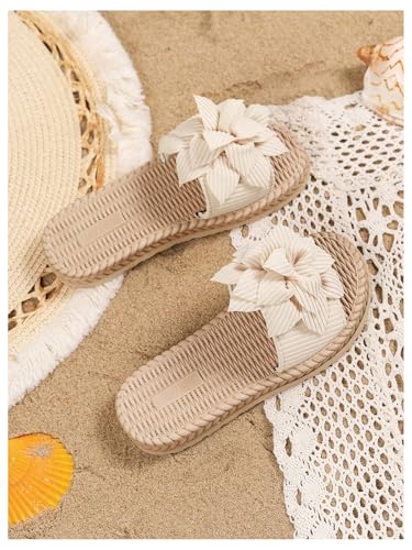 Image of GORGLITTER Girl's Sandals Summer Cute Fashion Trendy Beach Vacation Slides Sandals Bow Braided Slip on Dress Sandals