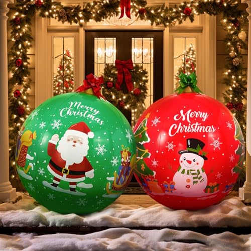 WERNNSAI 2er Set XXL Aufblasbare Weihnachtskugeln 81 cm – Outdoor...