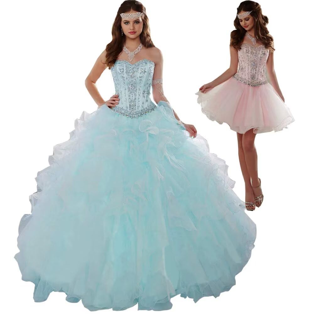 Quinceanera Dresses for Sweet 16 Ball Gowns Women Halter Beaded Organza Ruffles