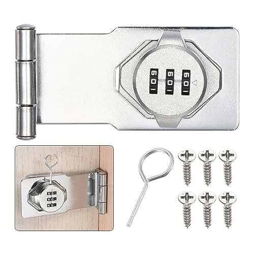 uxcell Password Hasp Locks, Cabinet Door Combination Lock, 90 Degree Barn Door Lock Latch for Small Doors Cabinets, Barn Door