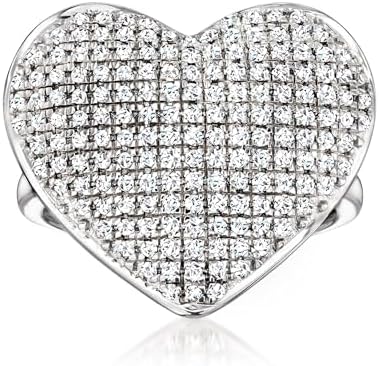 Ross-Simons 1.00 ct. t.w. Pave Diamond Heart Ring in Sterling Sil...