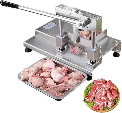 RKUVPAE Heavy Duty Bone Cutter, Manual Meat Bone Cutter, Manual Ribs Meat Chopper Bone Cutter with Meat Tray, Bone Chopper, All Steel Blade for Beef Goat Pig Fish Butcher