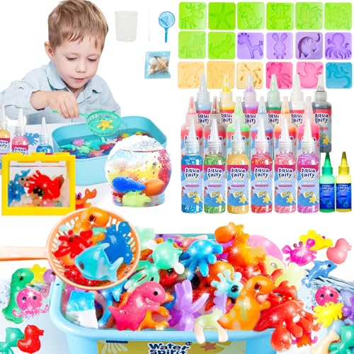 Balakaka 2026 Nuovo Magic Water Elf con 20 Gel Colorati, Kit Creativo 3D Magic Gel con 18 Formine/Acquario, Giocattolo Acquatico Fatto a Mano Regalo per Bambini 5 6 7 8 9