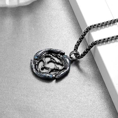 Raven Necklace 925 Sterling Silver Turquoise Raven Pendent Necklace Viking Jewelry Gifts for Men Women3