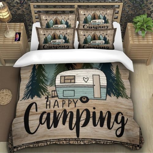 Housse de couette camping-car imprimé 3d parure de lit single forêt