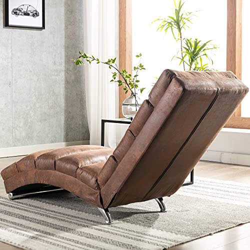Homsof Armless Chaise Lounge Indoor Chair With Massage, Modern Long Lounger With Metal Legs For Office Or Living Room, One Size, Coffee #TOP3