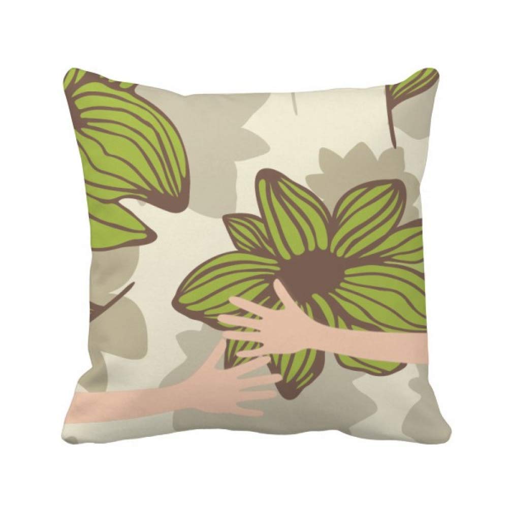 Coussin de couverture végétal Fleur Verte marron housse oreiller déco salon lit