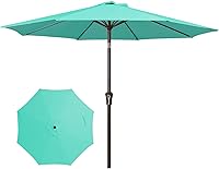 Vista 18 de JEAREY Sombrilla de mesa de patio al aire libre de 9 pies con botón de inclinación y manivela, sombrilla de mercado, 8 varillas resistentes