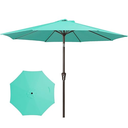 JEAREY 9FT Outdoor Patio Umbrella Market Umbrella with Push Button