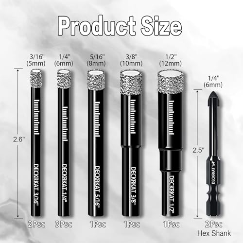 DECKRKAT Dry Diamond Drill Bit Set