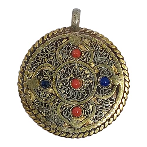 Bijoux pendentif ethnique avec véritable corail lapis lazuli fait main pour femme