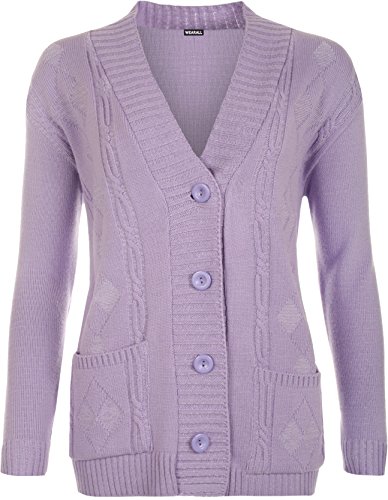 Image of WearAll Plus Size Womens Button Long Sleeve Pocket Top Ladies Knitted Cardigan - 4-22