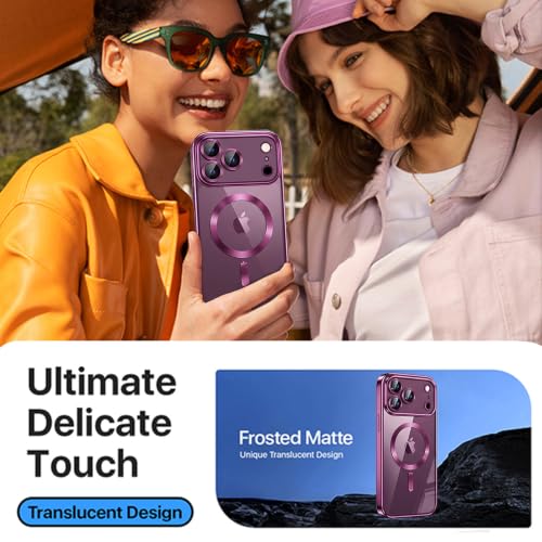 Image of Magnetic for 18 Pro Case with Privacy Screen Protector & Full Camera Cover,[Non-Yellowing] Shockproof Clear Phone Case Compatible with MagSafe Women Girls for 18 Pro,Hot Pink