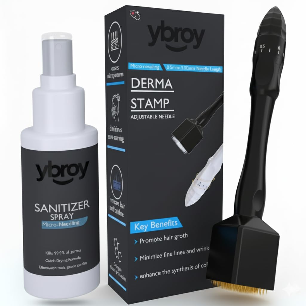 Derma Stamp Pen For men and Women | Microneedle Pen for Body & Hair & Beard Growth - Adjustable Microneedling Stamp For Skin - 0.25mm - 3mm Titanium Micro Needle Derma Stamp For Skin Care (BLACK)-image-7