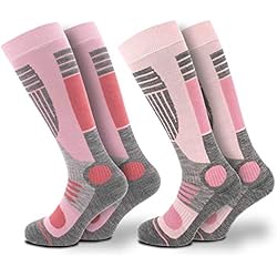 Patines Nieve Decathlon Occulto CALCETINES de ESQUI para MUJER (2 Pares), CALCETINES TÉRMICOS MUJERES DEPORTIVOS ACOLCHADOS y TRANSPIRANTES PARA TOURING, ALPINISIMO y SNOWBOARD (39-42, 2 Pares Rosado)