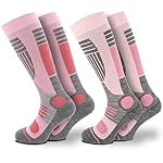 Occulto CALCETINES de ESQUI para MUJER (2 Pares), ...: Propiedades de los materiales: Nuestros calcetines de esquí para mujer están hechos de una fibra sintética mezcla de un 85 % acrílico, así como poliamida y elastano. Las fibras acrílicas son especialmente ligeras y mantienen el calor de forma agradab...