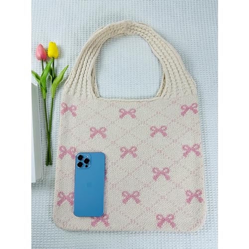 Image of Ovida Crochet Tote Bag Mesh Beach Bag Fairycore Hobo Bag Fairy Grunge Aesthetic Shoulder Bag Y2k Purse for Women Girls