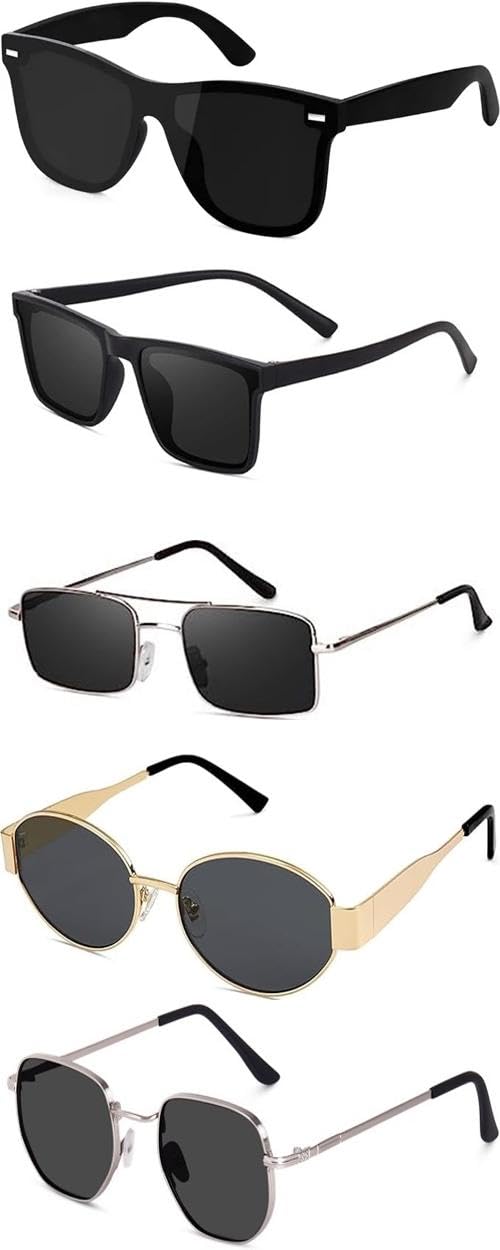Unisex Combo offer pack of 5 shades glasses Black Candy MC stan Rectangle Retro Vintage Narrow Sunglasses Women::Men Small Narrow Square Sun Glasses Combo offer pack of 5 - MC-760-image-20