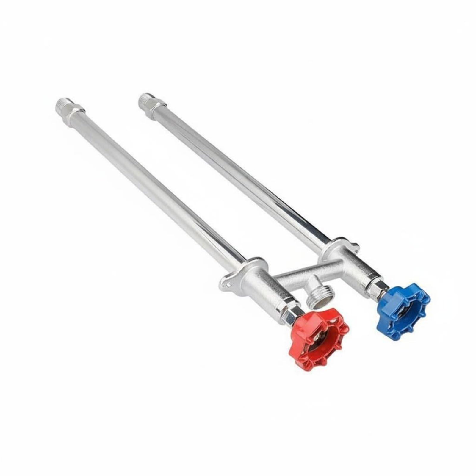 Robinet de Jardin Double Contrôle Vanne Raccord Bouchon Laiton Noyau en Céramique Commande eau Chaude et Froide Raccord GHT 3/4 Pouces Installation, Long