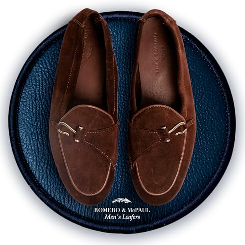 Mens Loafers El Guante Flat Hook Brown | Nautical-Inspired Dress Casual Shoes with Metal Hook Detail | Romero & MC Paul