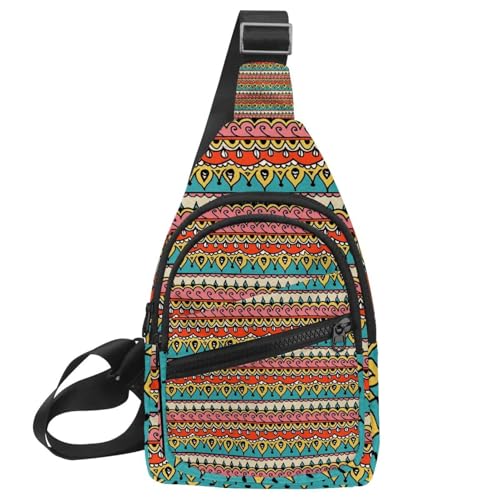 Sac à dos à bandoulière au design rétro multicolore compact et zippé