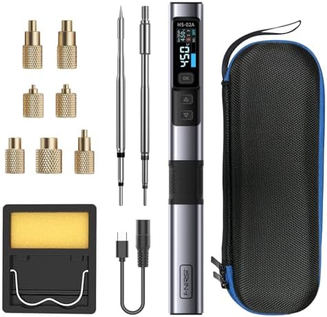 FNIRSI HS02 100W Heat Set Insert Tool & Corded Soldering Iron Kit for 3D Printer, Plastic, Portable Electronics Repair, 3 Preset Temps, 3S Fast Heating, with M2-M8 Threaded Brass Insert Nuts & Tips