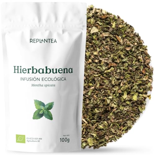 HIERBABUENA INFUSION ECOLÓGICA 100G (50 Tazas) | Infusión de Hierbabuena a Granel | Hojas Trituradas de Mentha spicata REPLANTEA