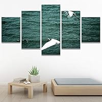 SIGNWIN 5 Panel Canvas Wall Art Birds Farmhouse/Country Group Group Multicolor Photography Realism Relax/Calm Warm for Home Decorations Ready to Hang - 60